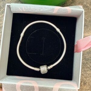 Pandora Snake Chain Bracelet with Sparkling Clasp